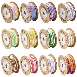 4ロール 4色セグメント染色マクラメコットンコード  丸編みロープ  壁掛け用  工芸  ギフト包装  ミックスカラー  1mm  約32.81ヤード（30m）/ロール  1ロール/色&nbsp;OCOR-YW0001-27A