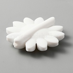 食品グレードの環境に優しいシリコーンビーズ  ヒマワリ  ホワイト  39.5~40x9.5mm  穴：2mm&nbsp;SIL-WH0012-012G
