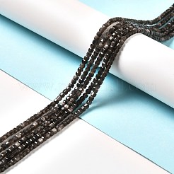 天然銀光沢の黒曜石ビーズ 連売り  多面カット  キューブ  3x3x3mm  穴：0.6mm  約135個/連  15.35''（39センチメートル）&nbsp;G-D467-A01