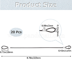 304ステンレス鋼安全チェーンワイヤーロープ  ブラック  200x11x2mm  穴：12x27mm&nbsp;AJEW-WH20023-02