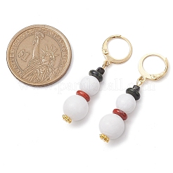 304 Stainless Steel & White Jade Leverback Earrings&nbsp;EJEW-JE06161-01