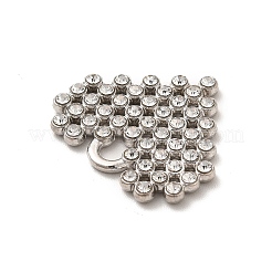 合金クリスタルラインストーンペンダント  ハートチャーム  プラチナ  17x19.5x2mm  穴：3mm&nbsp;ALRI-K050-06P