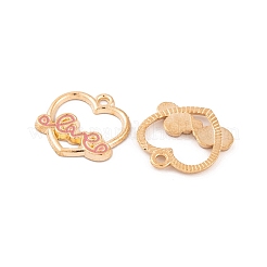 ライトゴールドメッキの合金エナメルペンダント  カドミウムフリー＆鉛フリー  愛のチャームを持つ心  ミックスカラー  16x15.5x1.5mm  穴：2mm&nbsp;FIND-Q100-07KCG