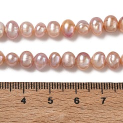 天然養殖淡水パールビーズ連売り  グレード3 A  ポテト  ダークサーモン  6~6.5mm  穴：0.5mm  約63~65個/連  13.78~13.98''（35~35.5センチメートル）&nbsp;PA-CBAC463-09