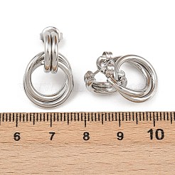 304ステンレススチールツイストリングスタッドピアス  手動研磨  ステンレス鋼色  22.5x15mm&nbsp;EJEW-P324-05P