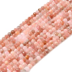 天然石ロードナイトビーズ連売り  多面カット  ラウンド  3mm  穴：0.5~0.6mm  約144~151個/連  15.3~15.7インチ（39~40cm）&nbsp;G-F460-57