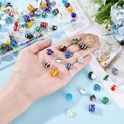 120Pcs 6 Styles Handmade Millefiori Glass Round Bead Strands&nbsp;LAMP-GA0001-20