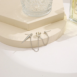 Cone Alloy Alloy Double Piercing Tassel Chain Cuff Crawler Climber Cartilage Earrings&nbsp;WG04085-06