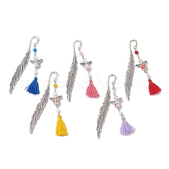 Natural & Dyed Malaysia Jade & Imitation Pearl Angel Pendant Bookmark&nbsp;AJEW-JK00361