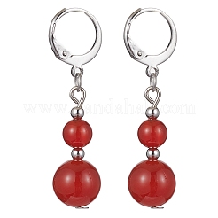 Round Natural Gemstone Dangle Earrings&nbsp;EJEW-JE05536