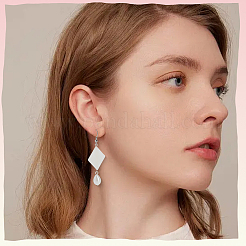 2 連売り天然淡水貝ビーズ 連売り  菱形  貝殻色  20.5x29x3mm  穴：0.9mm  約13個/連  14.84''（37.7センチメートル）&nbsp;SHEL-SC0001-82
