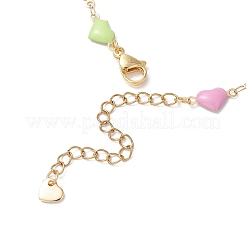 304 Stainless Steel Enamel Colorful Heart Link Anklets&nbsp;AJEW-AN00642