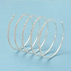 鉄合金ラインストーン多層バングル  5つのループ  動かせないビーズで終わる  銀  0.2~7cm  内径：2-1/4インチ（5.6cm）&nbsp;BJEW-B052-02S