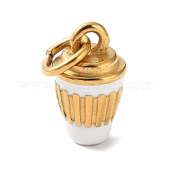304ステンレススチールエナメルペンダント  コーヒーカップチャーム  ゴールドカラー  13x8x8mm  穴：4mm&nbsp;STAS-A152-06A-G