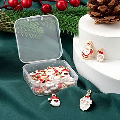 40Pcs 4 Style Christmas Theme Light Gold Alloy Enamel Pendants&nbsp;ENAM-LS0001-61