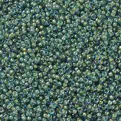 MIYUKIラウンドロカイユビーズ  日本製シードビーズ  （rr3743)ファンシーライニングアクアグリーン  15/0  1.5mm  穴：0.7mm  約27777個/50g&nbsp;SEED-X0056-RR3743