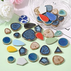 モザイクタイル磁器カボション  家の装飾やdiyの工芸品  混合形状  ミックスカラー  20~82x15~43x5mm  約14個/100g  100 G /セッティング&nbsp;DIY-YWC0009-01A