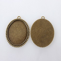 Vintage Tibetan Style Alloy Pendant Cabochon Settings&nbsp;TIBEP-M018-75AB-NF