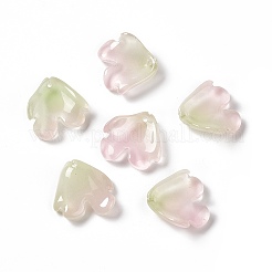 電気メッキガラスペンダント  花びらのチャーム  ピンク  20x19x4mm  穴：1.2mm&nbsp;EGLA-H102-02H