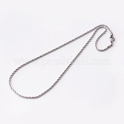 変色しない304ステンレススチールロープチェーンネックレス  カニカン付き  ステンレス鋼色  17.7インチ（45cm）&nbsp;X-STAS-O056-B-10