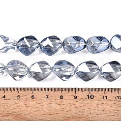 電気メッキ透明ガラスビーズ連売り  天然石風ビーズ  ナゲット  アクア  16.5~17x13~15x13~15mm  穴：1mm  約39~40個/連  25.79~ 26.38インチ（65.5~67cm）&nbsp;EGLA-N017-02E