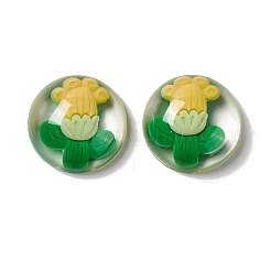 Transparent Flower Resin Cabochons&nbsp;RESI-G034-B01