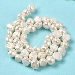 天然養殖淡水パールビーズ連売り  研磨両側  グレード3 A  リネン  7~8x7.5~9x5.5~6.5mm  穴：0.6mm  約47個/連  13.58~13.78''（34.5~35センチメートル）&nbsp;PEAR-E017-12