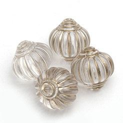 メッキアクリルビーズ  ライン入り  ランタン  透明  14x14mm  穴：1.5mm  約402個/500g&nbsp;PACR-S219-03