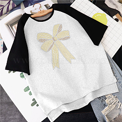 ガラスホットフィックスラインストーン  アップリケの鉄  マスクと衣装のアクセサリー  洋服用  バッグ  パンツ  蝶結び  297x210mm&nbsp;DIY-WH0303-117