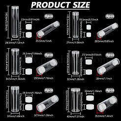 24Pcs 6 Styles Transparent Plastic Coin Storage Tube&nbsp;AJEW-FG0008-02