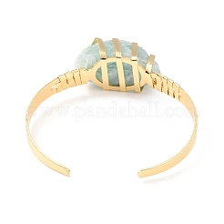 Natural Amazonite Horse Eye Beaded Cuff Bangle&nbsp;G-D458-01G-06-RS