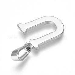 変色しない304ステンレススチールペンダント  ステンレス鋼色  頭文字.u  20x16x1.8mm  穴：3x7mm&nbsp;X-STAS-F106-95P-U-01