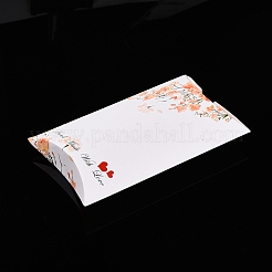 紙枕ボックス  ギフトキャンディー梱包箱  花柄＆愛を込めて手作りの言葉  ホワイト  箱：12.5x7.6x1.9センチメートル  展開：14.5x7.9x0.1cm&nbsp;CON-L020-12A