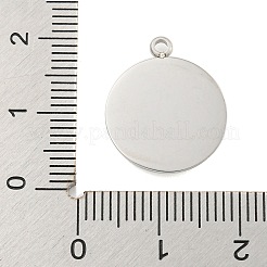 304ステンレスペンダント  エナメル  蝶と花のチャームが付いたフラットラウンド  ステンレス鋼色  18x18x2mm  穴：1.4mm&nbsp;STAS-L080-014P-02