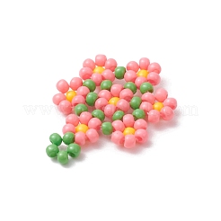 シードビーズ ビーズチャーム  花のペンダント  パールピンク  23x18x3mm  穴：1.5mm&nbsp;PALLOY-MZ00417-05