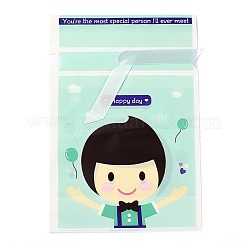 プラスチック製のベーキングバッグ  巾着袋  クリスマスの結婚披露宴の誕生日の婚約の休日の好意のために  長方形  グリーン  男の子模様  22.3x15.1cm  約45~50個/袋&nbsp;ABAG-O003-08