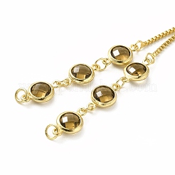 Real 18K Gold Plated Half Finished Brass Rhinestone Box Chains Bracelet&nbsp;MAK-M026-01G