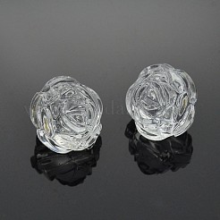 無色透明つや消しアクリルビーズ  花バラ  母の日のジュエリー作り  13.4x11.3mm  穴：2mm&nbsp;X-PL713Y-1