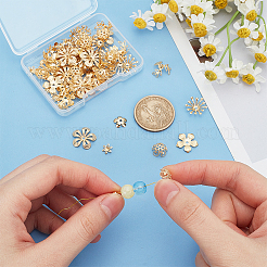 70 個 7 スタイル真鍮ビーズキャップ  5  - 花びらの花  24KGP本金メッキ  7~15.5x2~16x2.5~3.5mm  穴：1~1.5mm  10個/スタイル&nbsp;FIND-AR0005-36