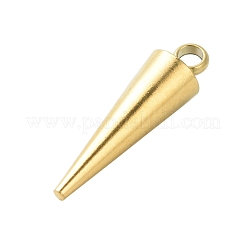 304ステンレスペンダント  コーンチャーム  ゴールドカラー  17.5x4.5mm  穴：1.8mm&nbsp;STAS-K303-05G