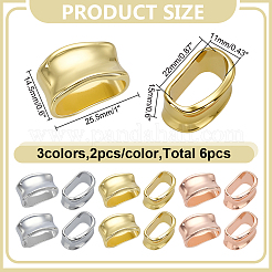6個3色合金スカーフバックルリング  女性用留め具ホルダー  ミックスカラー  25.5x14.5x15mm  2個/カラー&nbsp;AJEW-AR0005-17