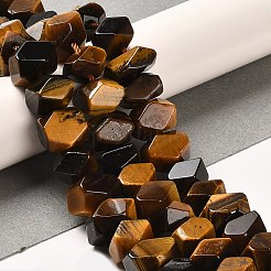 天然石タイガーアイビーズ連売り  多面カット  ナゲット  10~11x8~10x7~8mm  穴：1mm  約22~23個/連  7.09~7.48''（18~19センチメートル）&nbsp;G-N327-05-16