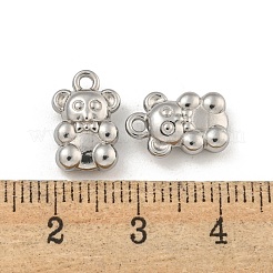 変色しない304ステンレススチールチャーム  クマのチャーム  ステンレス鋼色  12.5x8x4mm  穴：1.5mm&nbsp;STAS-I307-555P