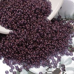 トーホー 8/0 デミラウンドビーズ  日本製シードビーズ  (633f) アメジスト 透明ゴールド 光沢 マット  3x1.15mm  穴：1.2mm  約3722個/50g&nbsp;Y-SEED-DR08-0633F