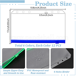 6個 6色 PVC収納バッグ  長方形  ミックスカラー  108x170x0.2mm  穴：5mm&nbsp;ABAG-WH0072-040