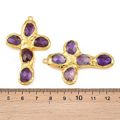 Natural Amethyst Faceted Big Pendants&nbsp;KK-H516-27G-02