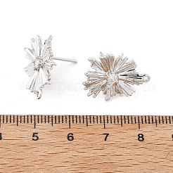 真鍮製マイクロパヴェキュービックジルコニアスタッドピアスパーツ  カドミウムフリー＆ニッケルフリー＆鉛フリー  花  プラチナ  19x16mm  穴：1.2mm  ピン：12x0.8mm&nbsp;LS-KK-K371-39P