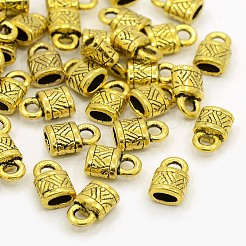 チベット風合金コードエンドパーツ  エンドキャップ  ロック  アンティーク黄金  鉛フリー＆カドミウムフリー  10x6.5x4.5mm  穴：2.5mm&nbsp;GLF10823Y