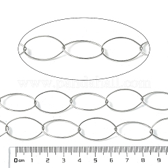 変色しにくい304ステンレススチールの楕円形リンクチェーン  ハンダ付け  スプールで  ステンレス鋼色  25x15x1mm  約32.81フィート（10m）/ロール&nbsp;CHS-K018-12P