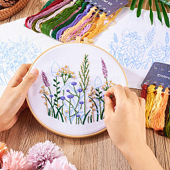 DIY花柄刺繍初心者キット  針を含む  スレッド  ファブリック  刺繍フープ  カラフル  214x200x9.5mm&nbsp;DIY-TAC0020-38